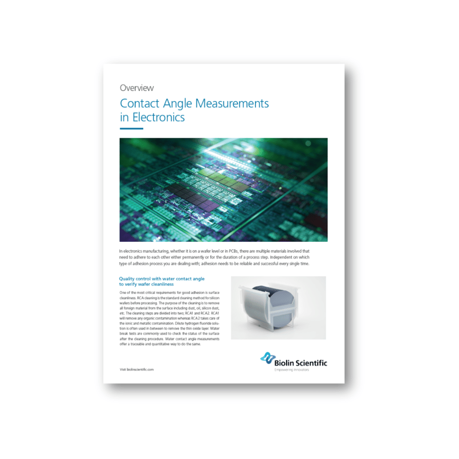 Contact Angle Measurements in Electronics