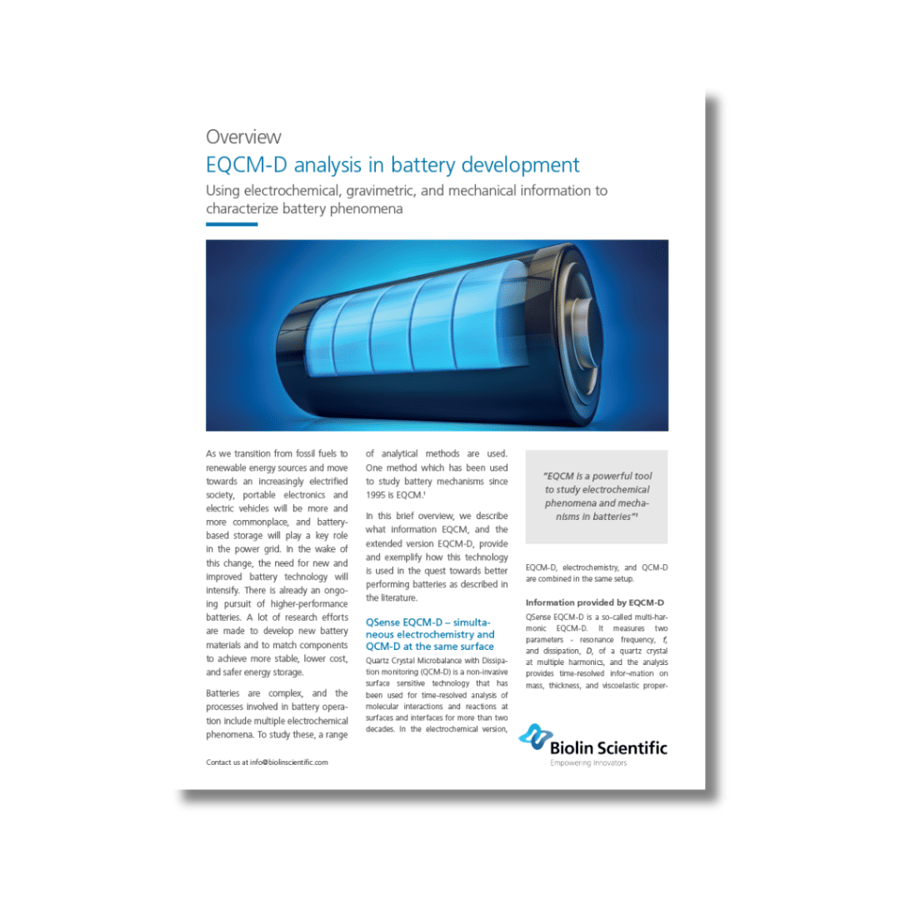EQCM-D analysis in battery development