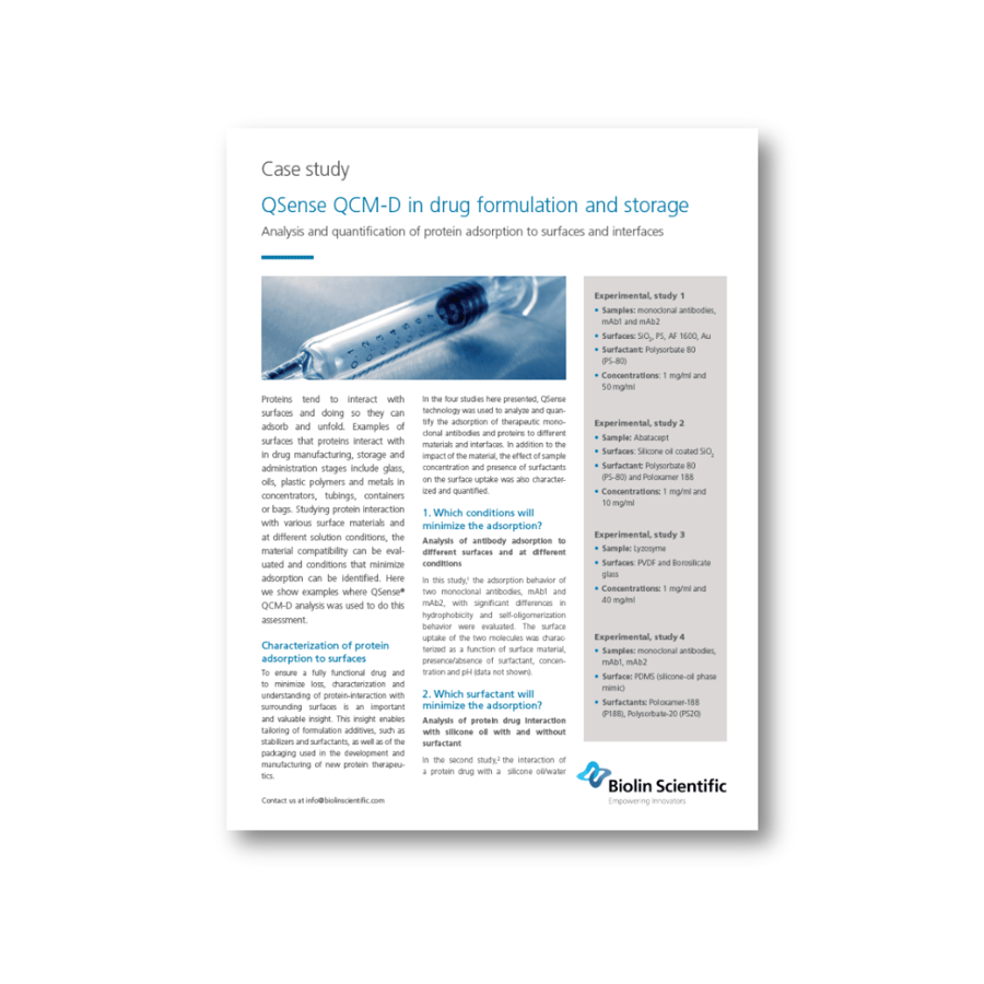 QCM-D in drug formulation and storage