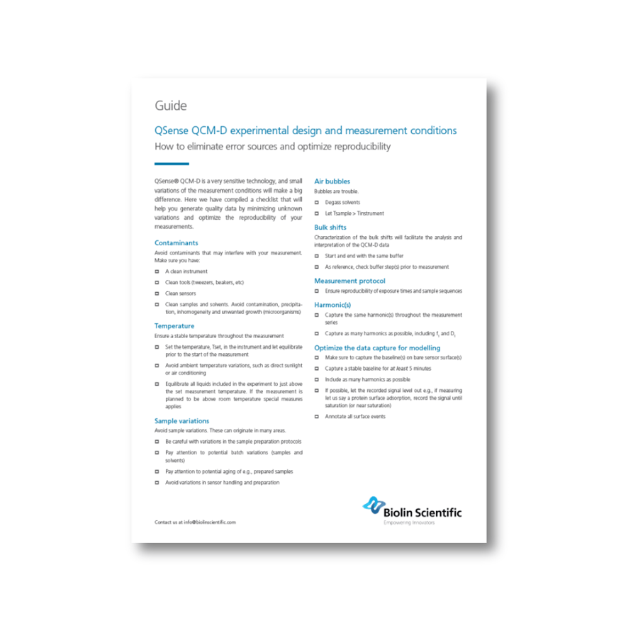 QSense QCM-D experimental design and measurement conditions