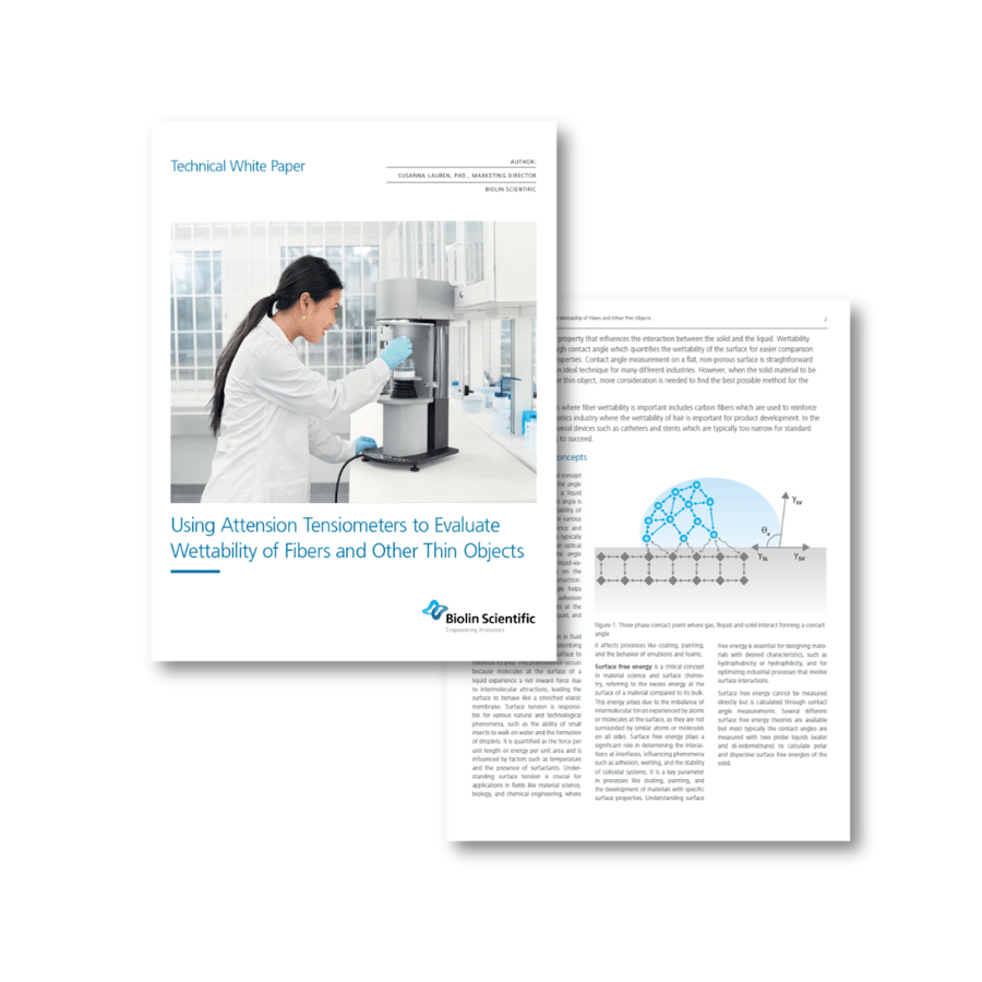 Using Attension Tensiometers to Evaluate Wettability of Fibers and Other Thin Objects