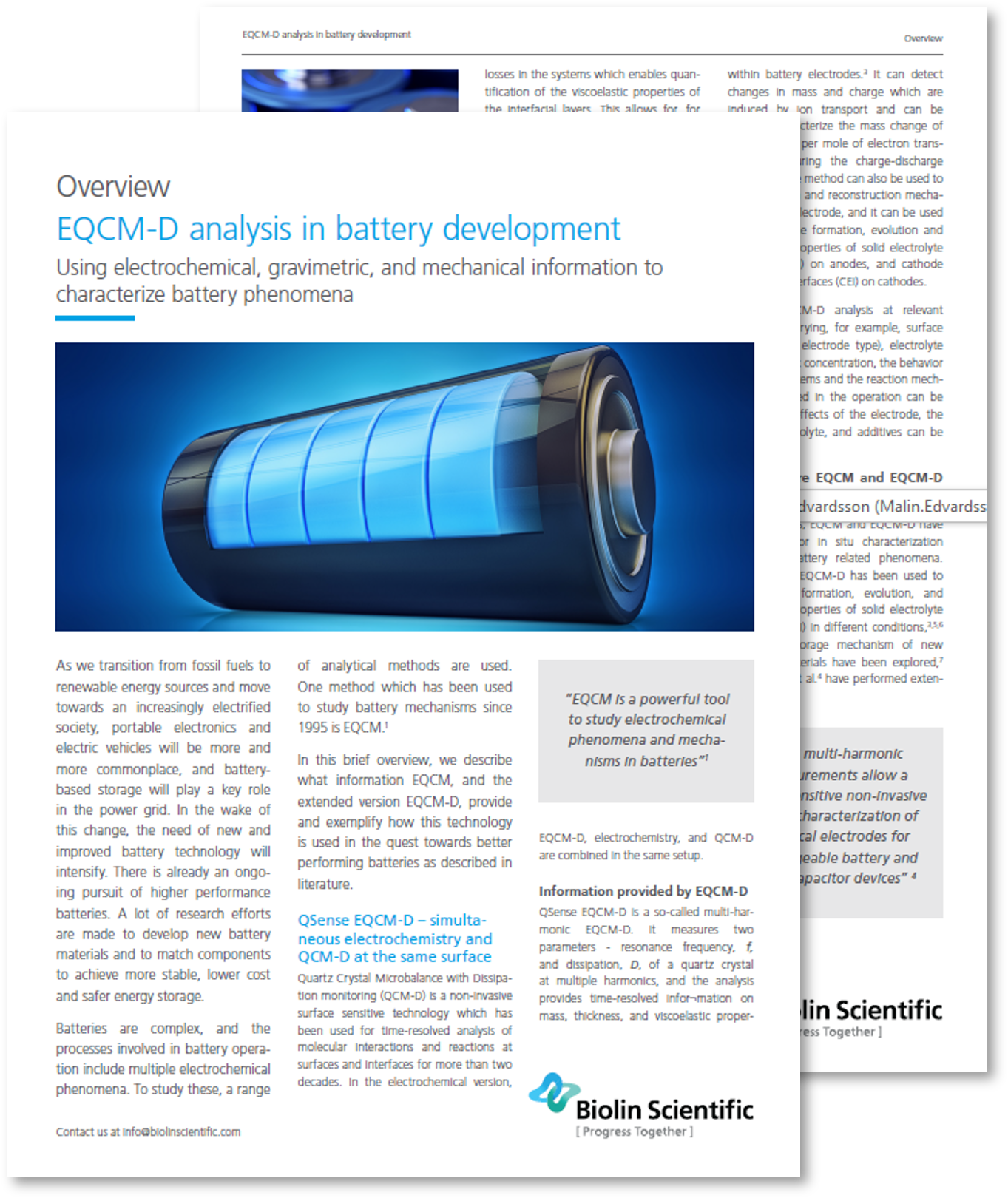 EQCM-D analysis in battery development